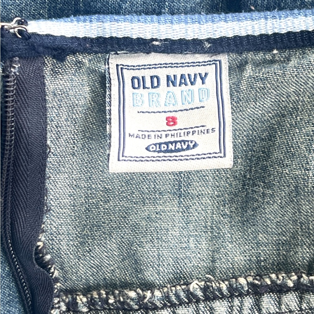 Old Navy Vintage Y2K Blue Denim Halter Empire Waist Mini Dress | Women’s 8 - Picture 4 of 6